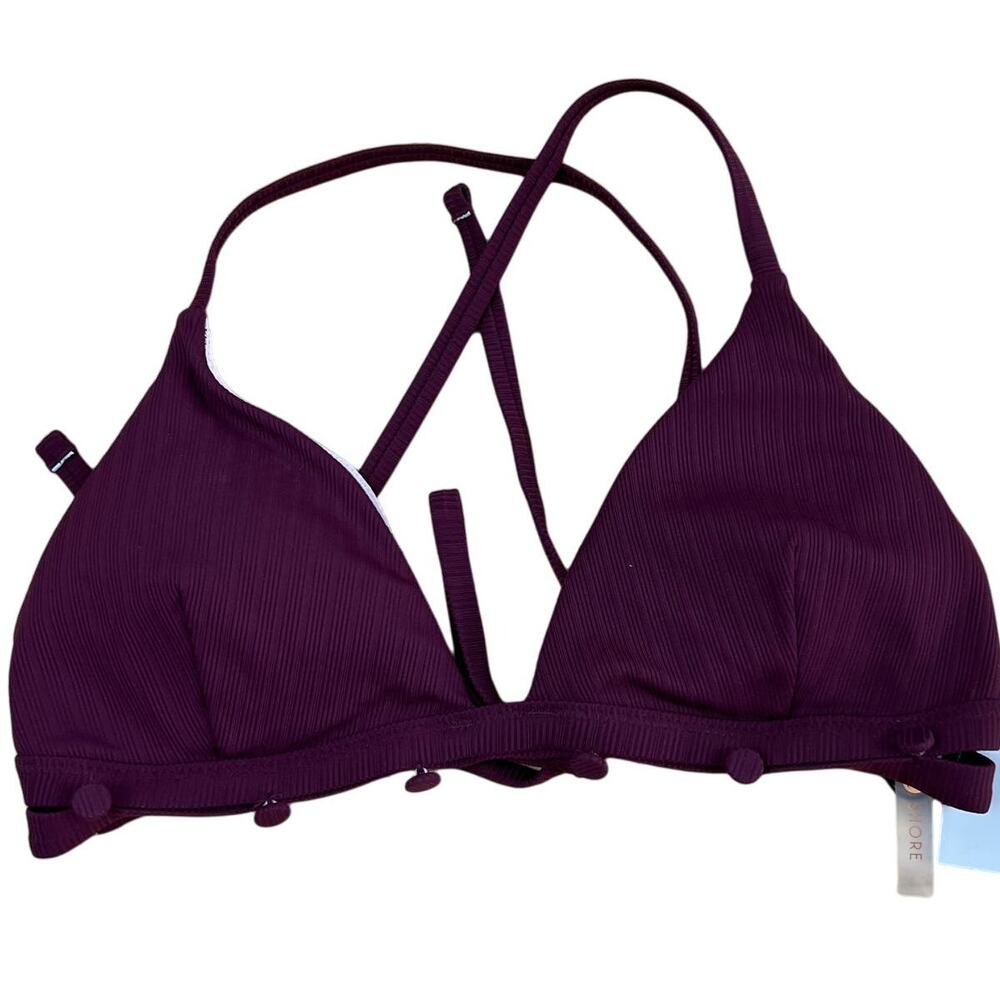 Shade & Shore Women's Ribbed Button Detail Bikini Top - Size Small - NWT